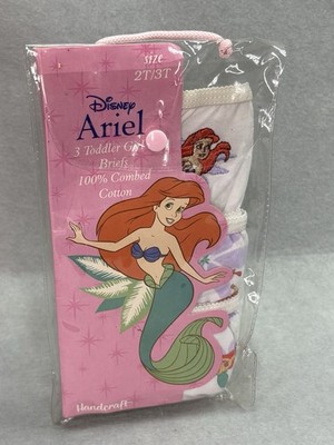 Vintage Disney Princess Underwear Girls Brief Panty Ariel Little Mermaid 2T/3T