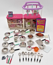 KITCHEN LITTLES ISLAND DISHES, POTS, PANS, TOASTER, POPCORN, PIZZA, PASTA, BBQ