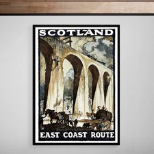 Scotland East Coast Route Railway Train Tourism Travel Print Poster Vintage Art
