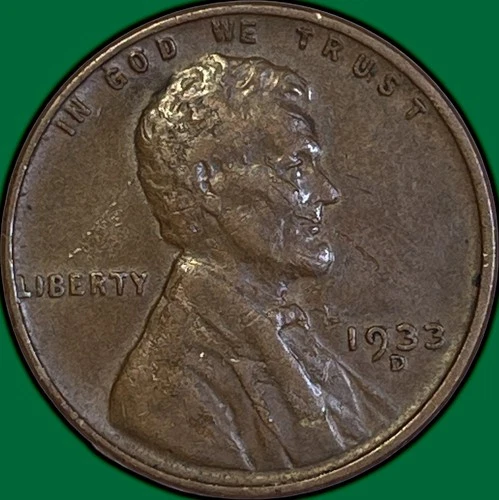 1933-D Lincoln Wheat Cent Extremely Fine XF Coin #36137