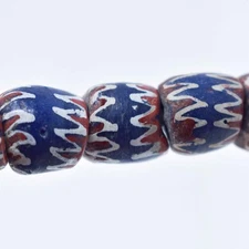 Chevron Copies Painted Clay Beads Necklace Cameroon Africa 32 Inch