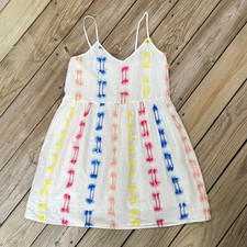 Lou & Grey White Colorful Fringe Sleeveless Mini Dress Size XS. NEW