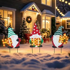WONDER GARDEN 3 PCS Christmas Yard Signs Decorations HO Gnome