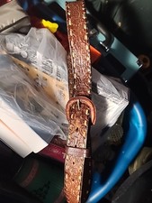 Vtg 70s Hand Tooled Leather Belt Made Mexico Native American Eagle Sz 40