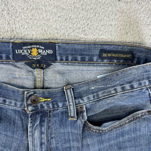 Lucky Brand Jeans Mens 34x32 Blue Denim Pants 361 Vintage Straight Y2K Whisker - Picture 4 of 9