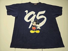Vintage Mickey Mouse  95 Walt Disney World Navy Shirt L/XL Disney Spellout USA