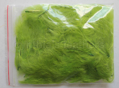 8g (1/4Oz+) Lime Green 1~3'' Turkey Marabou Feathers for crafting, 50-70 counts