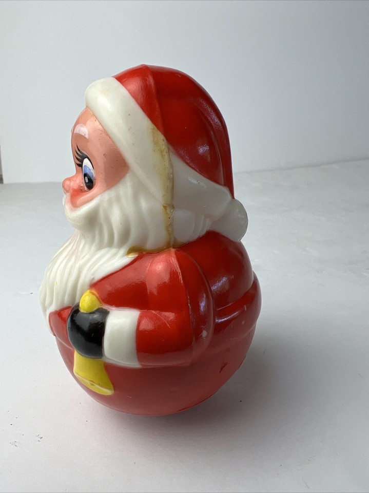 Vintage Celluloid Plastic 4.5” Santa Musical Weeble Wobble Roly Poly ...