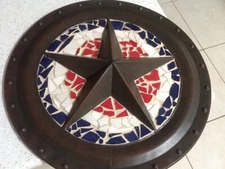 Handmade Mosaic Tile Lone Star Metal Wall Plaque