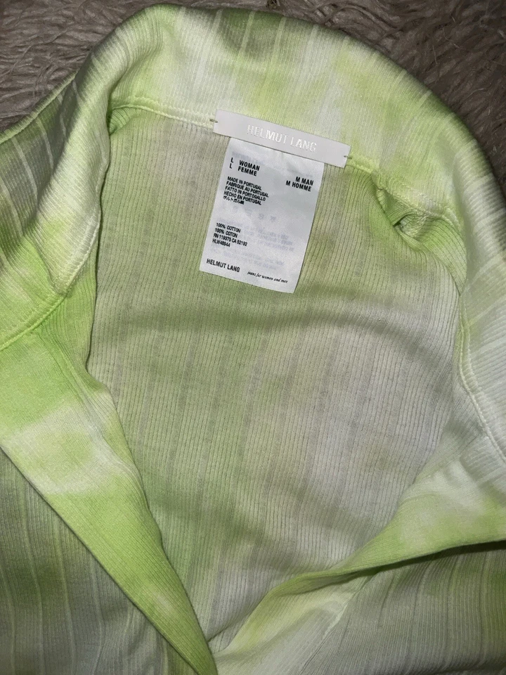 Vestido Helmut Lang acanalado algodón verde tie dye Foto 4 de 4