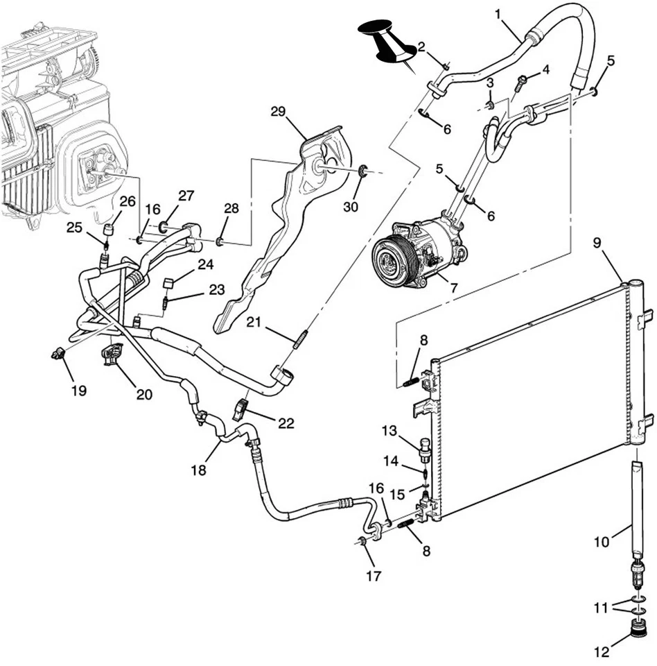Manguera compresor aire acondicionado original 2014-2016 Buick LaCrosse Regal 2,4 L 22954470 Foto 2 de 4