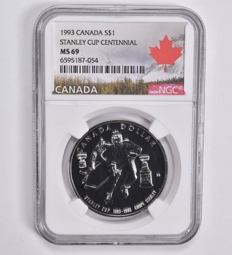 MS69 1993 Canadian $1 Silver Dollar Stanley Cup Centennial NGC Canada