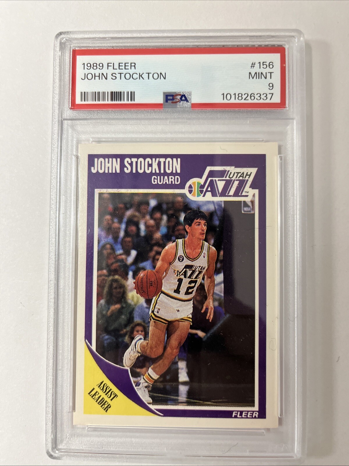 1989 FLEER JOHN STOCKTON #156 UTAH JAZZ HOF PSA 9 MINT