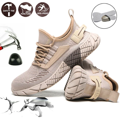 Damen-Sicherheitsschuhe Stahlkappe antistatisch leicht Stiefel Arbeit rutschfeste Turnschuhe - Bild 3 von 28