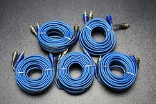 5 PC 15 FT RCA WIRE BLUE GRAY 2 CHANNEL CAR HOME AUDIO INTERCONNECT STEREO BLS15