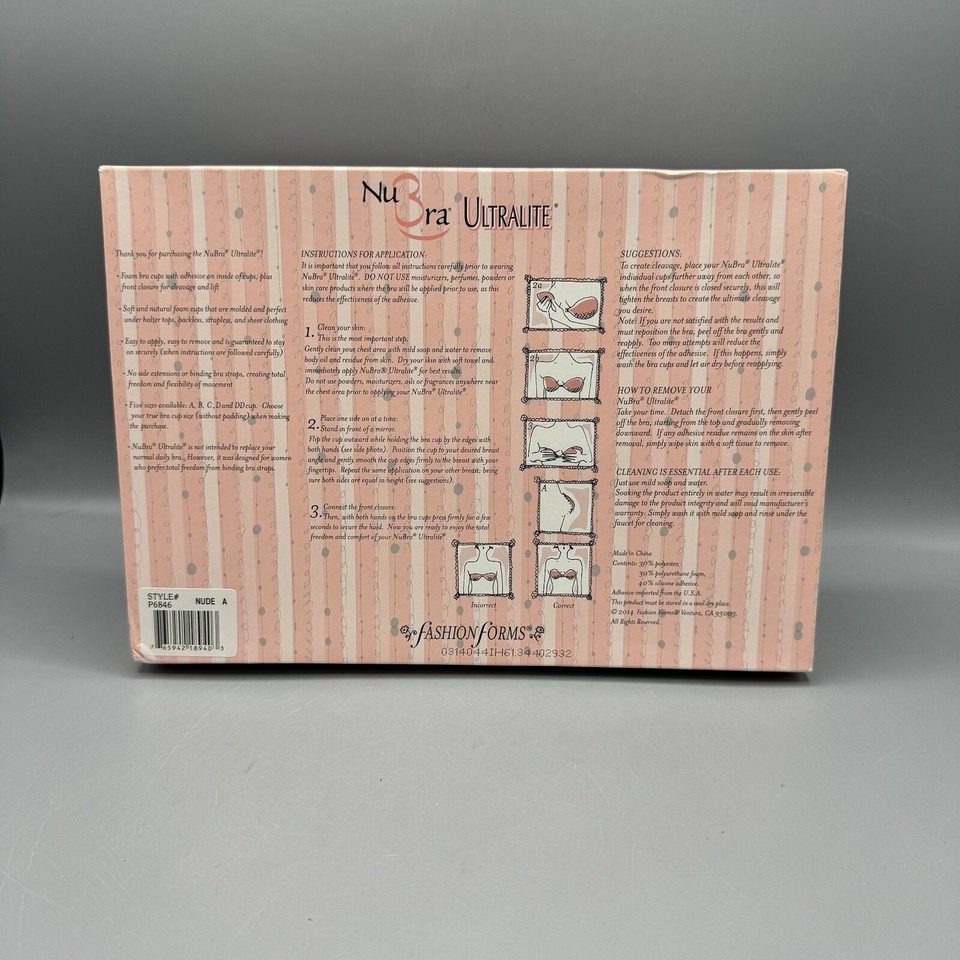 Fashion Forms NuBra Ultralite Backless A Cup Bra Nude Brand New In