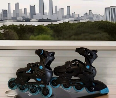 Rollerblades Sz.  2-1-12-13 Teal Adjustable For Kids 