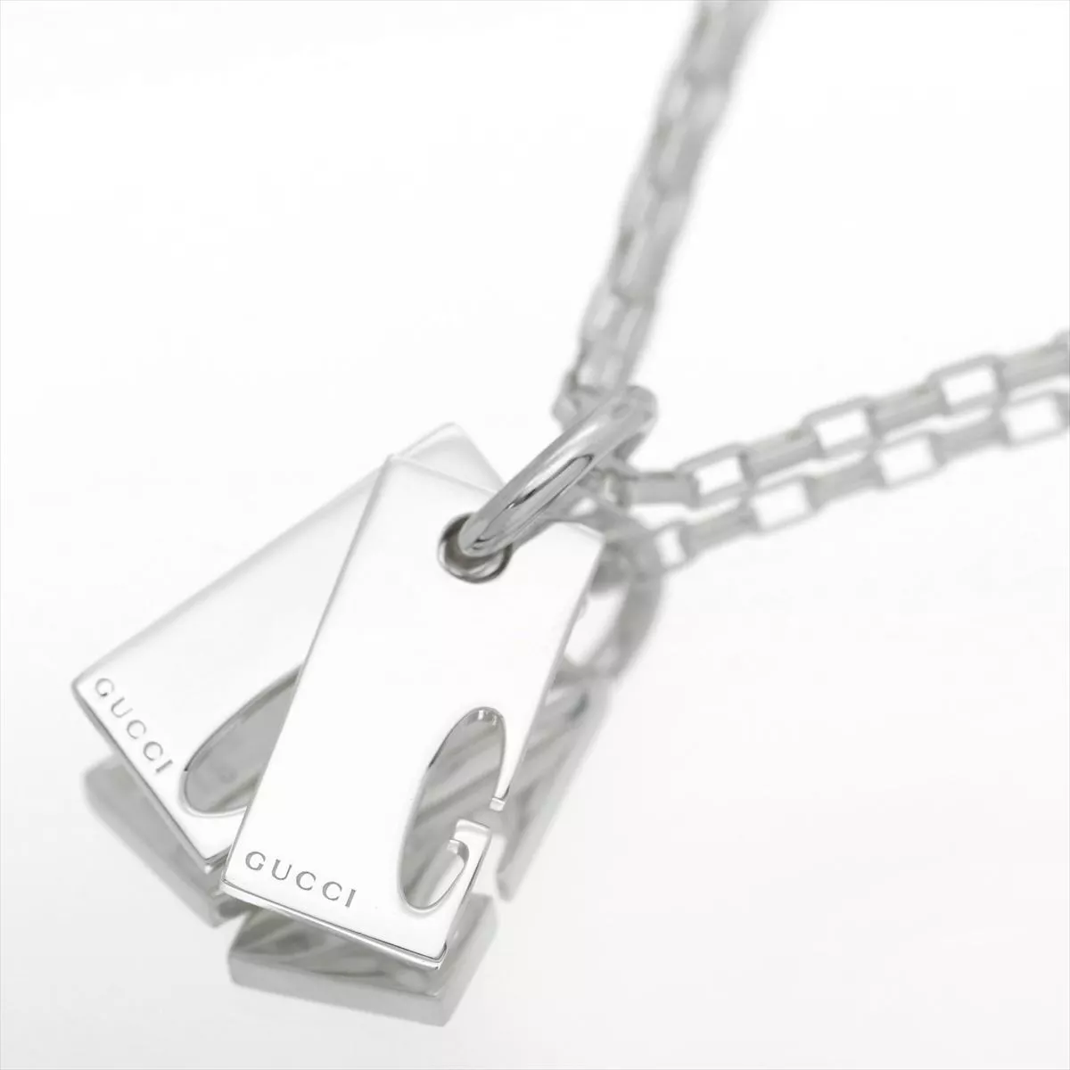 Collier Gucci découpe G pendentif double étiquette argent Ag925 femmes bijoux accessoire 