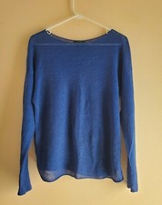 LRL Ralph Lauren Jeans 100 Linen Sweater L Blue