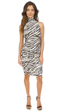 Michael Michael Kors Women Tiger Print Mock Neck Sleeveless Dress Bone Size XS