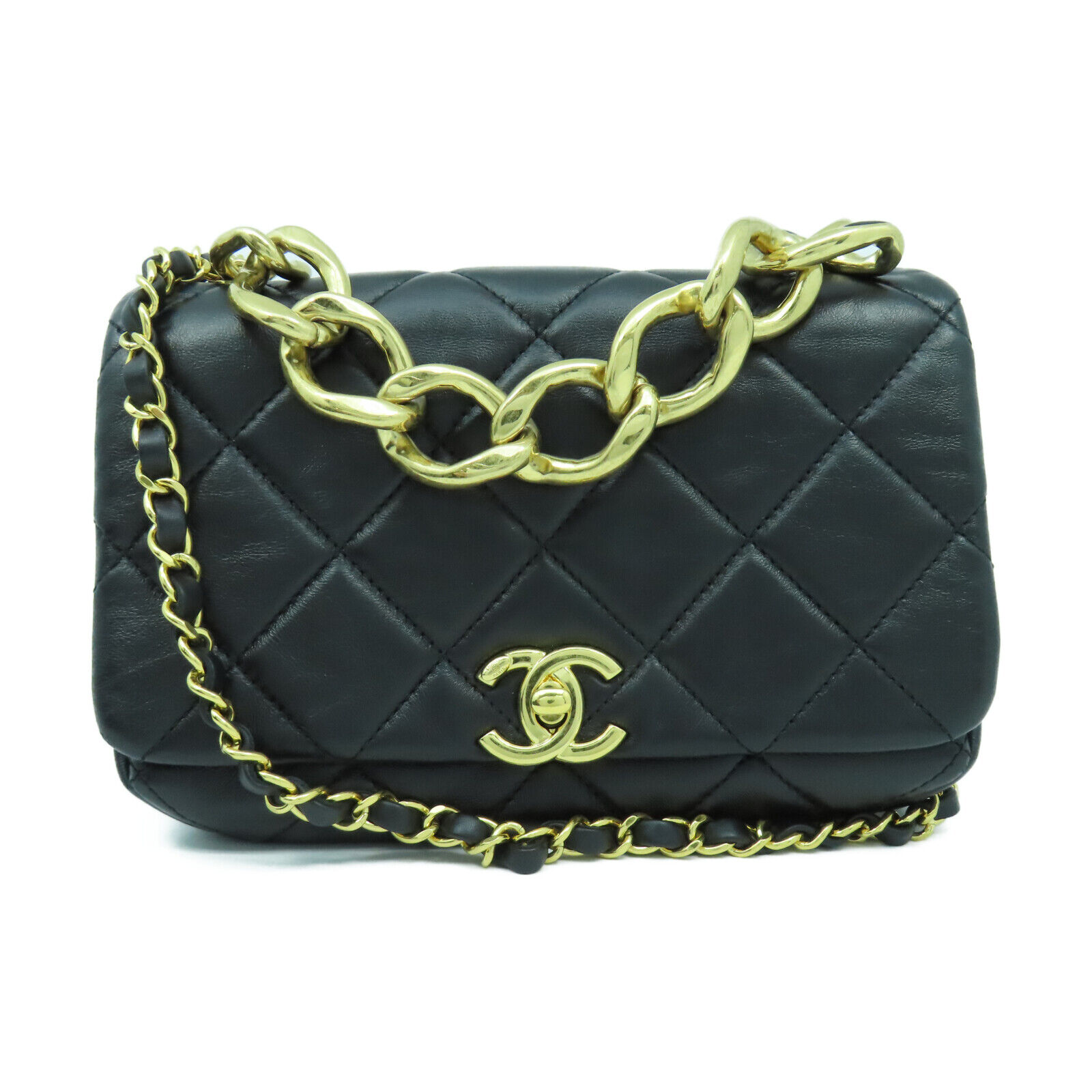 CHANEL Quilted CC GHW Chain Shoulder Handbag 2 Way AS3366 Lambskin