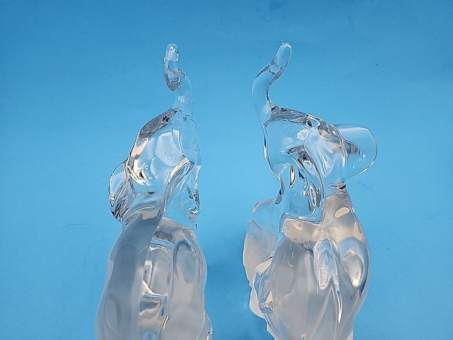 2 Lenox Elephants- Animal Collection- Fine Crystal Made In Germany Trunks Up 