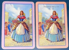 EN109 Swap Playing Cards 2 VINTAGE ENGLISH NAMED LAVENDER GIRL