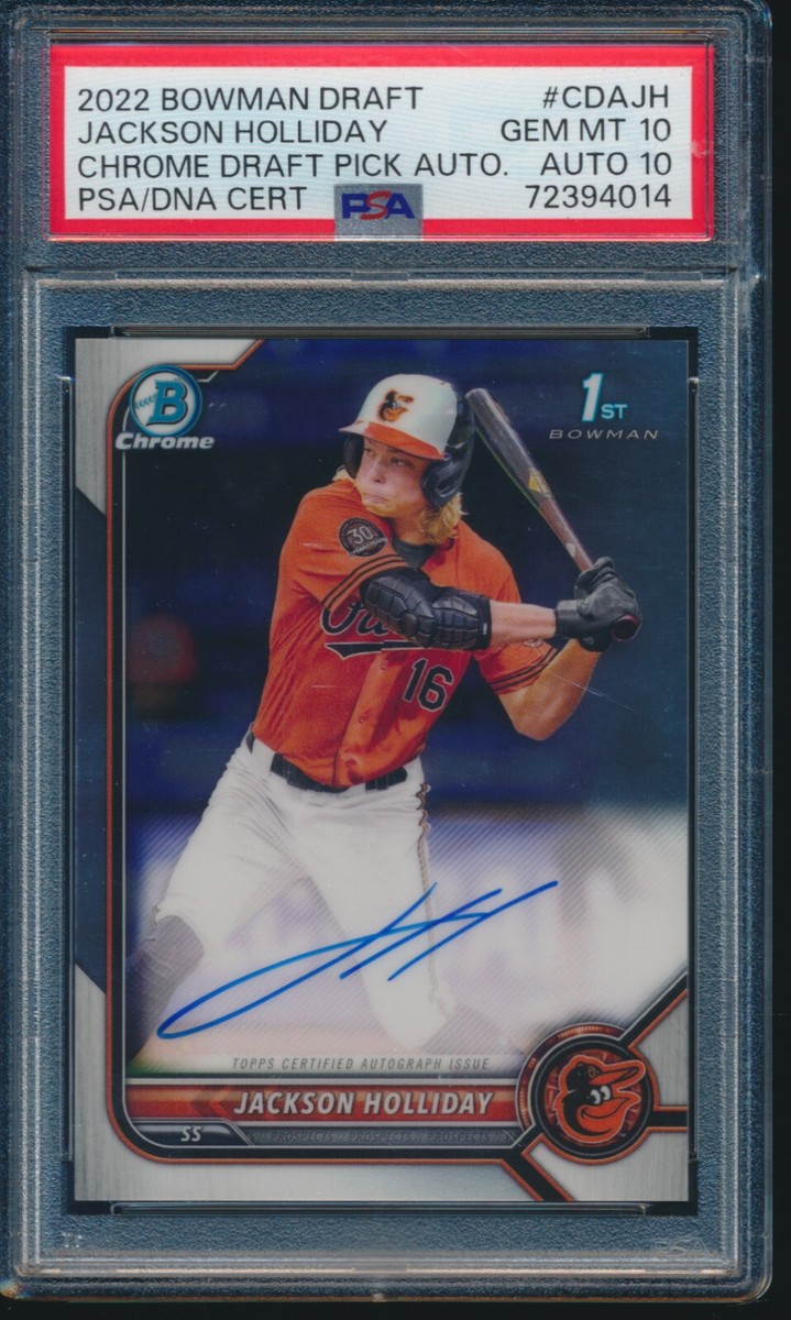 PSA 10/10 JACKSON HOLLIDAY AUTO 1st 2022 Bowman Chrome Autograph 