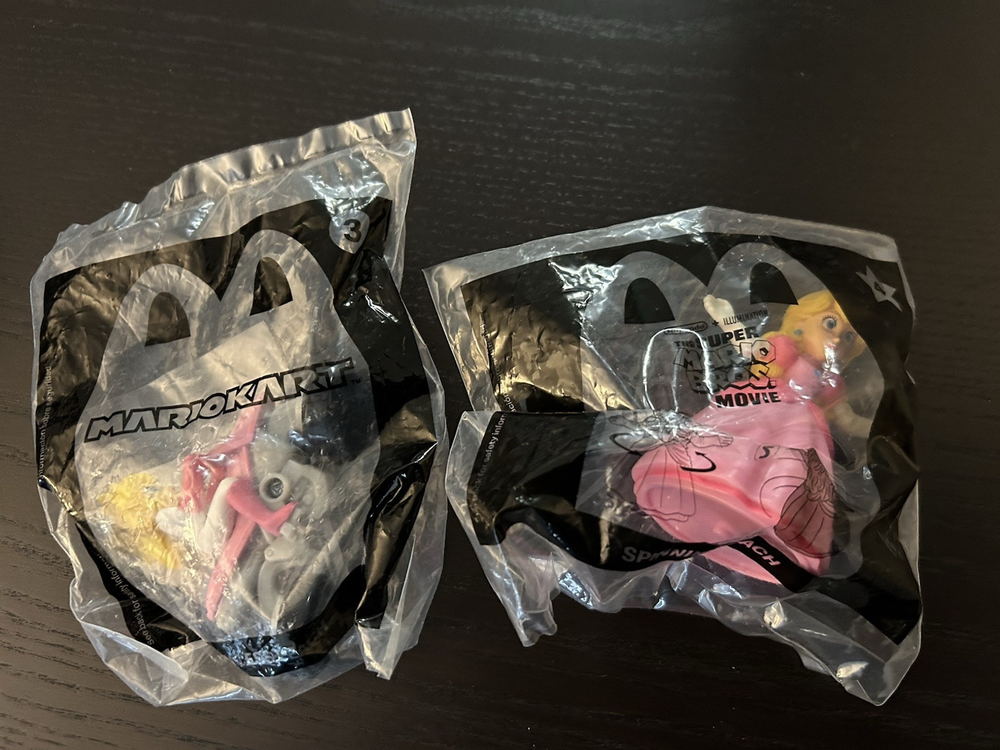 Super Mario Bros Movie Happy Meal Toys Lot of 2 - Toad Kart and Peach  