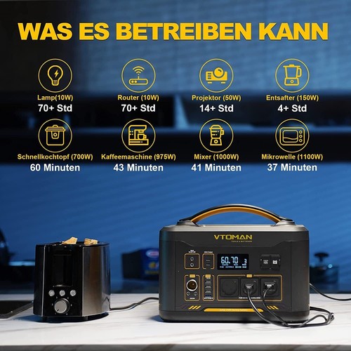 VTOMAN 2200W/1500W Tragbare Powerstation Solargenerator LiFePO4 Camping Outdoor - Bild 18 von 74