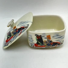 MEIFENG Vintage Chinese Porcelain Covered Dish 4" Off White Marked Characters