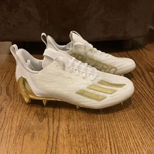 Adidas Adizero Football Cleats White & Gold Metallic Men’s Size 8.5 - GX5122