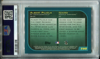 2001 Topps Traded #T99 Ichiro Suzuki/Albert Pujols Rookie PSA 8 NM 