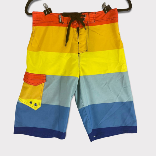 Univibe Boys Size 12 Color Block Board Shorts Blue Yellow Orange eBay