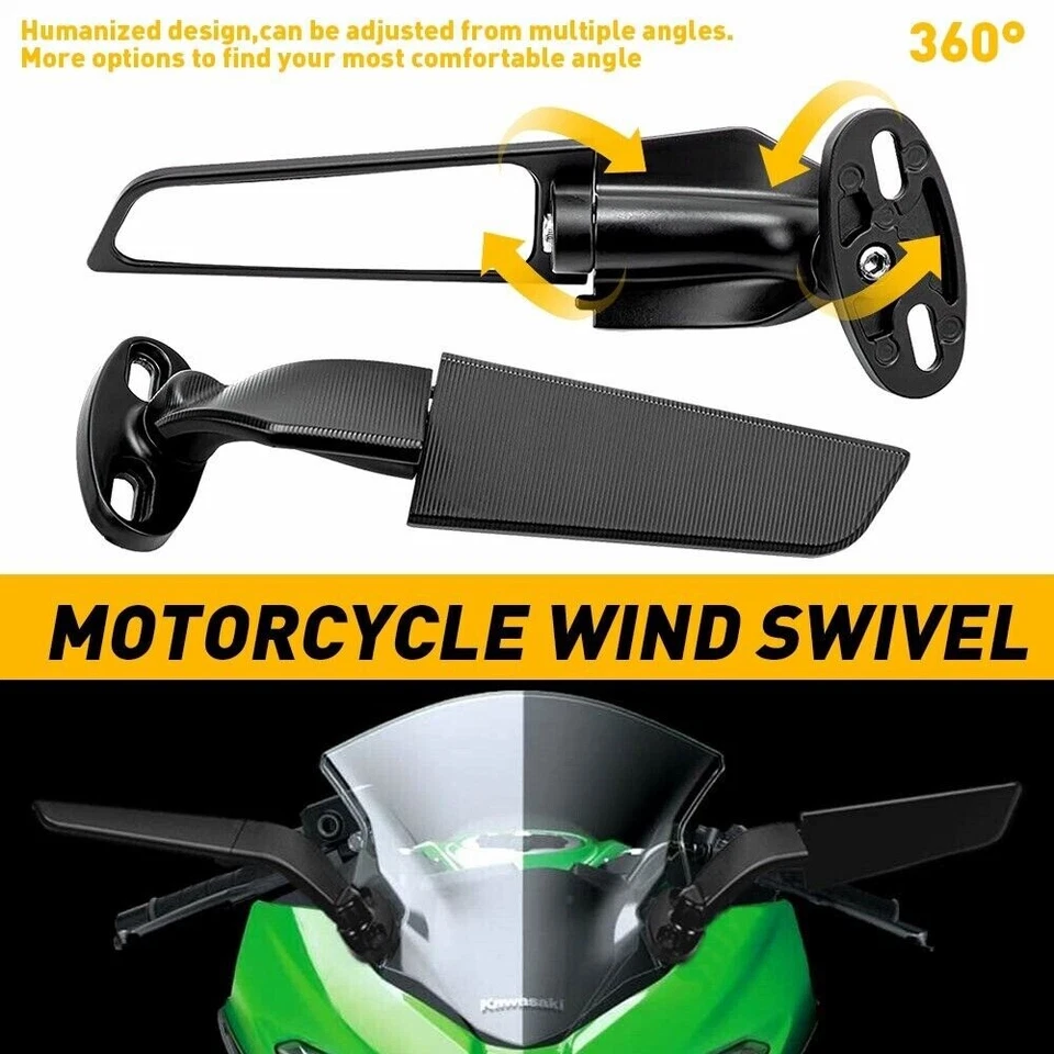 Universal Motorcycle Racing CNC Aluminium Adjustable Fixed Wing Rearview Mirror - Imagem 2 de 4