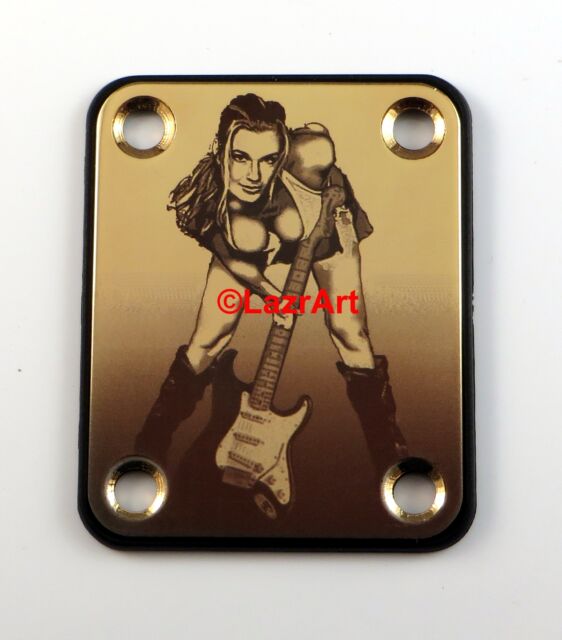 Laser Girl 625 - sexy Fender style engraved guitar neck plate - Choose Color