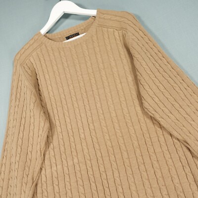 Beams Plus Pullover Herren Extra Large Braun Leinenmischung Japan Zopfmuster Pulli