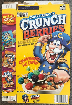 EMPTY Cap'n Crunch's Crunch Berries Cereal Box Crunchberry Cove Quaker FLAT 2020