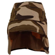 Foreign Legion Cadet Long Neck Flap Hat  Military Flat Top Brown Desert Camo