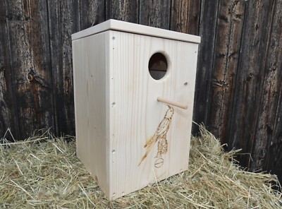 Stabiler Nistkasten Brutkasten 29cm/27,5cm/43cm  mit Nestmulde f. Nympfensittich