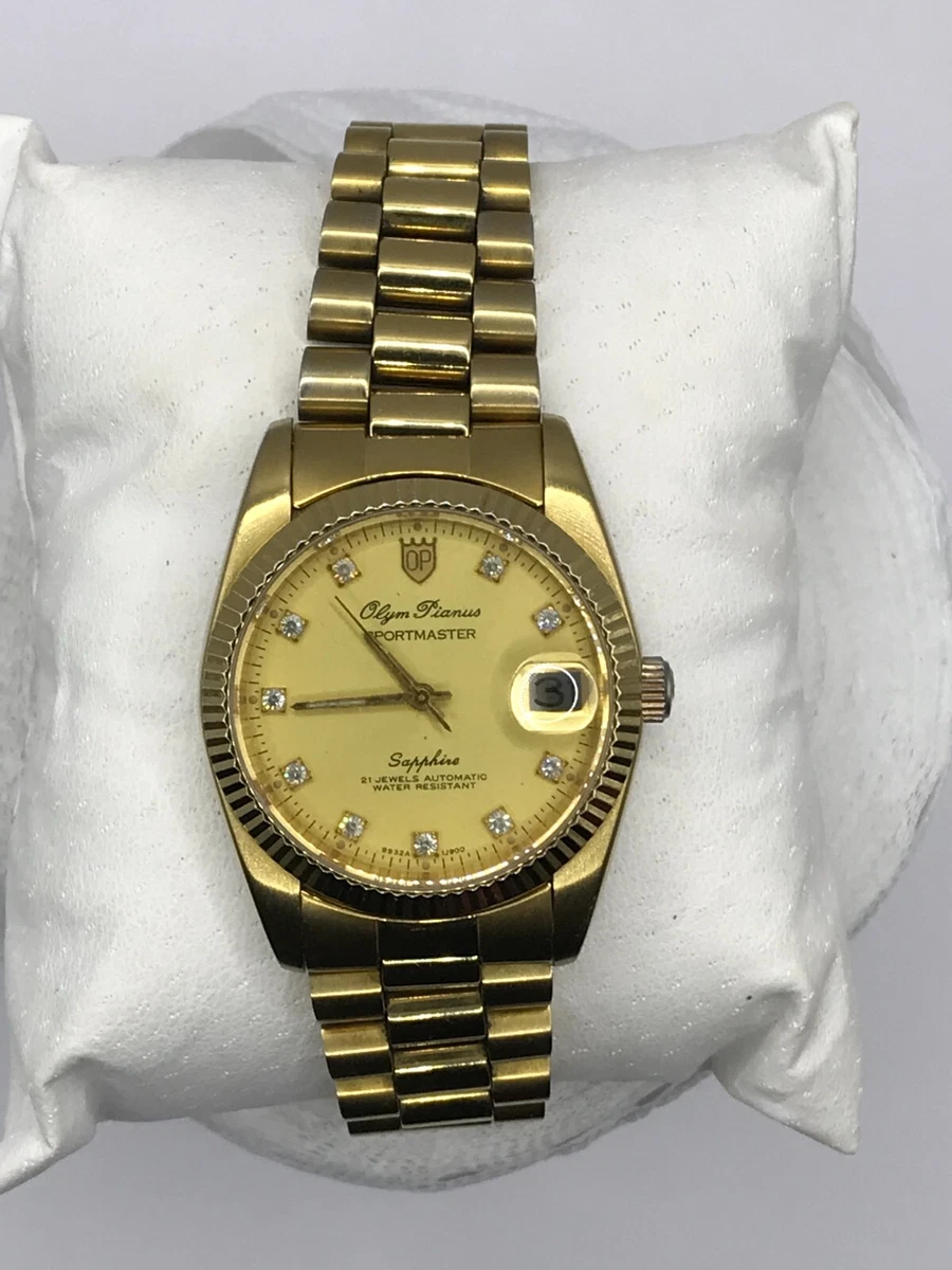 Olym Pianus Sport Master Watch Genuine Automatic Sapphire Gold T89322AM-306