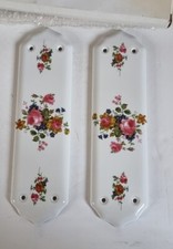 Vintage Ceramic Floral Door Finger  Plate x2