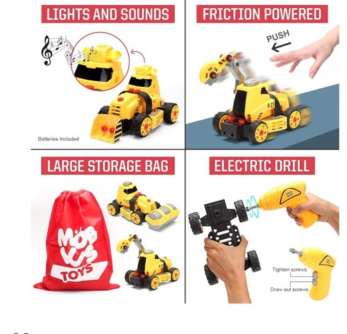 Learning Toy 7 In 1 Truck Construction Set STEM W/Mat And Road Signs 84 Pcs New - Picture 8 of 8