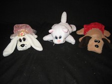 1986 TONKA 3 POUND PUPPIES NEWBORN ,GIRL WITH PRINCESS DRESS,BOY AND KITTY PLUSH