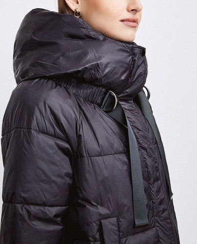 Karen Millen Black Padded Hooded Coat 