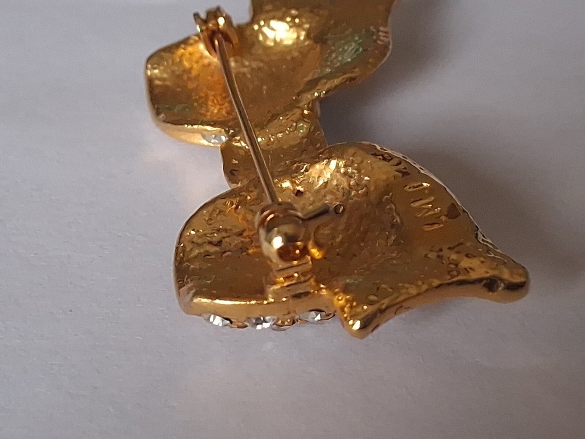 Broche Nœud Strass L M J - Alliage Doré, Occasion En Bon état - Bijou Fantaisie