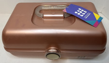 Vintage Caboodles Makeup Case 5626 Pink Rose Gold Glitter USA Made with Mirror