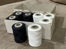 NIB The American Thread Company 1200 yard spools Lot of 8 Black White, Vintage