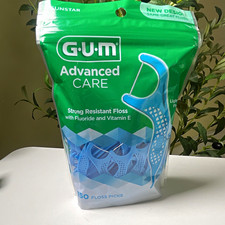 GUM Advanced Care Floss Picks 150 Count Blue Fluoride Coating
