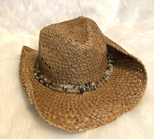 Drifters Size S Women's Beige Western Cowgirl Straw Hat Inside Diameter 54mm 